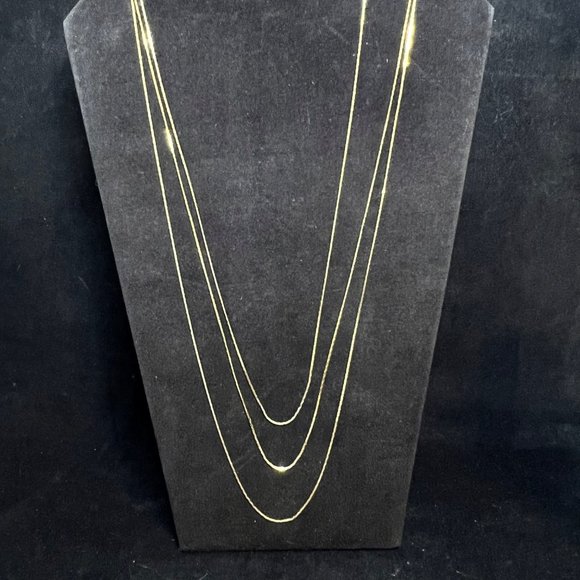 Vintage Gold Tone Triple Strand Triangle Link Necklace (3584) - Picture 1 of 4